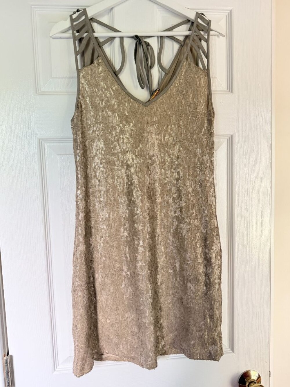 Rebecca Minkoff Vicky Sequin Mini Dress Stone Size 2 Silk Lined Pockets NWT $498